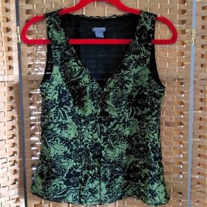 Green floral tank